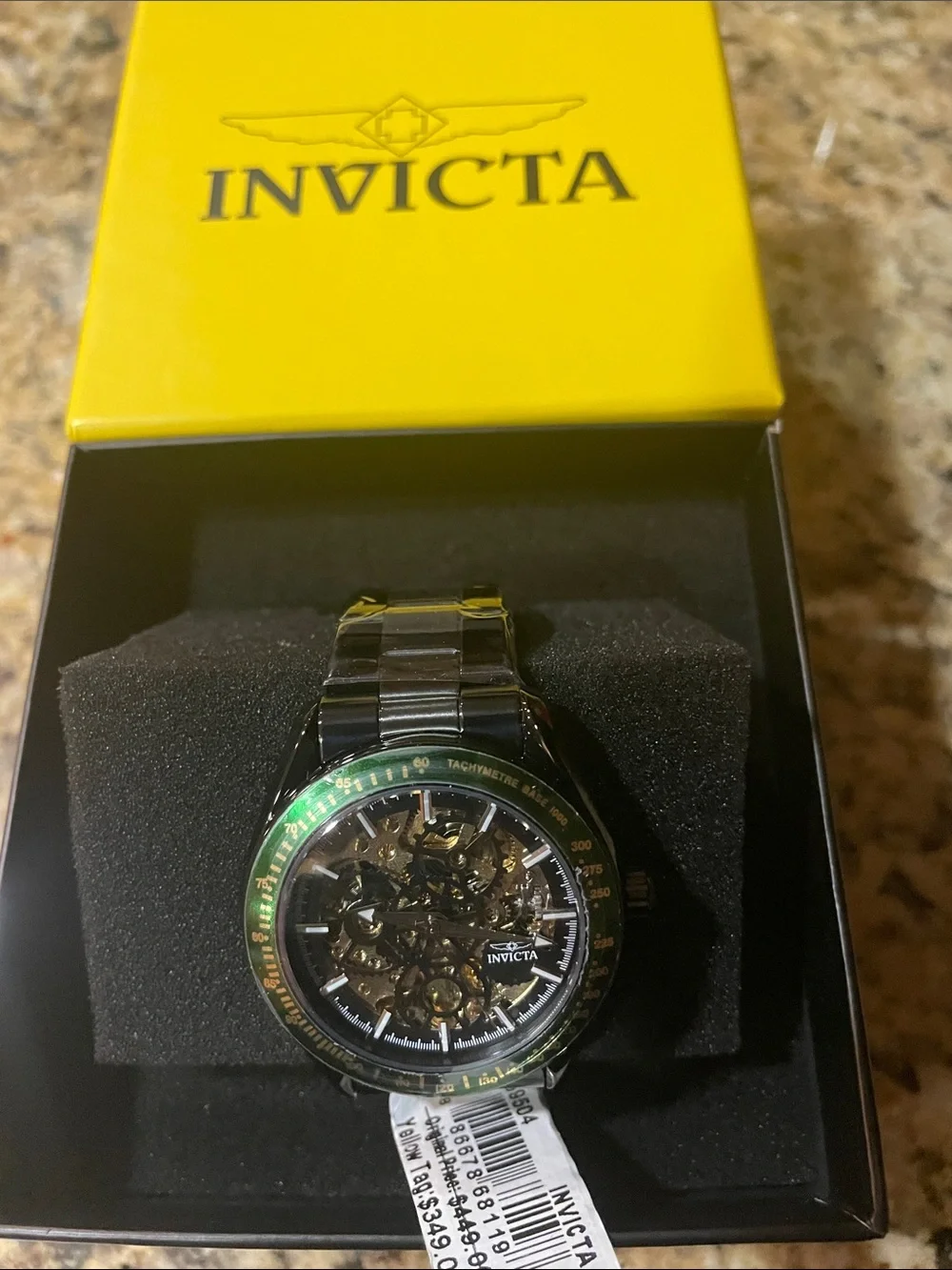 Invicta Objet D Art Excelsior Automatic Black Bracelet and Skeleton Dial